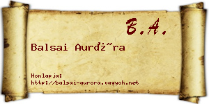 Balsai Auróra névjegykártya